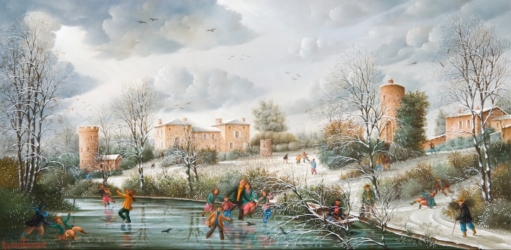 (837)- La Valse des Patineurs à Vouvant. 2007. hsb 28x55.