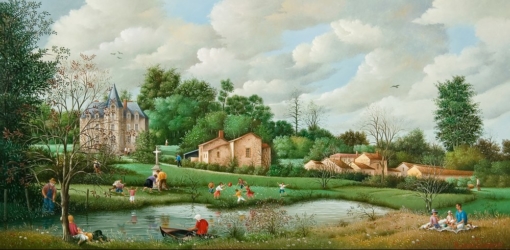 (839)-Par une fin d'une belle journée d'été - Domaine de Beaupuy-2007-hsb 27x55 cm.