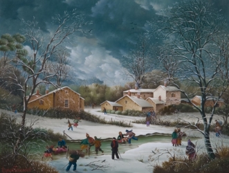 (840)-Le village de Beaupuy sous la neige-Hiver-2007-hsb 27x35 cm. jpg.