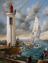 (845)- Vendée Globe-Les Caprices du vent-Les Sables d'Olonne-2008-hsb 35x27 cm.