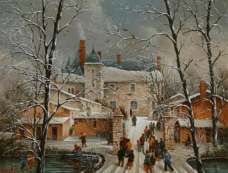 (854)-Hiver sur le logis de la Chabotterie-2010-hsb 27x35 cm.