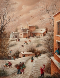 (868)-Le salut - Village près de Villeneuve sur Lot-2012-hsb 35x27 cm.