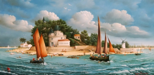 (870)-Noirmoutiers-Les vieux gréements-2012-hsb 27x55 cm.