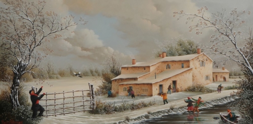 (876)-La pie qui vole-René Robin à la barrière-2013-27x55 cm.