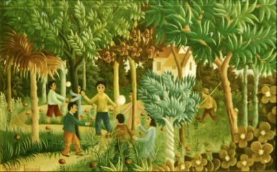 (H.B-58)- Jeux dans la forêt
hsb de format 14×22 cm, daté juillet 1970. Signé en bas à gauche.