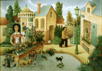 (60)- La Bouquetière ou la Marchande de fleurs-juillet 1970- hsb 33x46 cm.