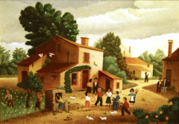 (68)- Le Facteur au village-1970- hsb de format 19x27 cm.