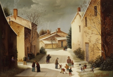 (531)-Neige-Village de la Berthelière-1983-24x35 cm.