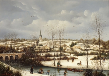 (532)-Chaillé sous les Ormeaux- Paysage de neige-1983-33x46 cm.