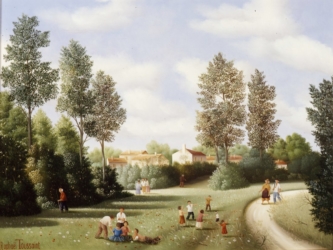 (537)-Jeux à la campagne un dimanche-1983-27x35 cm.