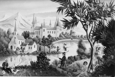 (89)- Détente au bord de l'eau-1971- hsb 22X33 cm.
