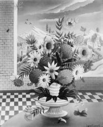 (94)- Bouquet-Escargots et insectes-1971 hsb 41x33 cm.