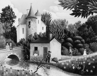 (98)- Paysage autour d'Apremont - Vendée-1971- hsb 14x18 cm.