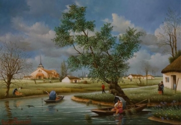 (848)-Scenes de maraichinage dans le Marais de Saint Jean de Monts
